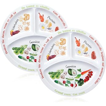 Portion Control Plates for Balanced Diet - Healthy Eating Plates for Adults and Teens - Melamine Divisions Weight Loss Diabetes Plates 2