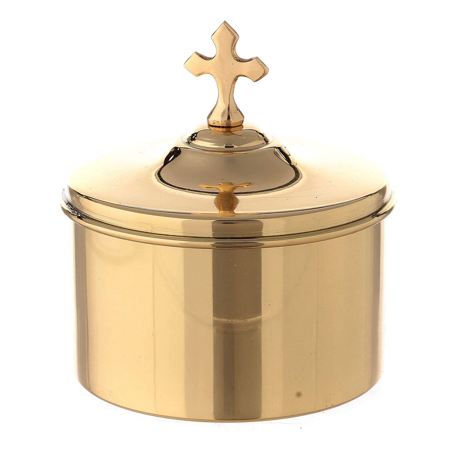 Holyart Teche Eucaristiche: Portaostie Ottone Dorato Croce h 7 cm