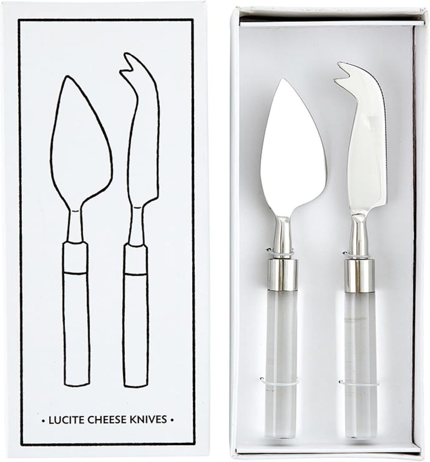 Santa Barbara Design Studio Cheese Knives Gift Set White & Black Knives Cardboard Book Gifts, 2-Pieces, Lucite