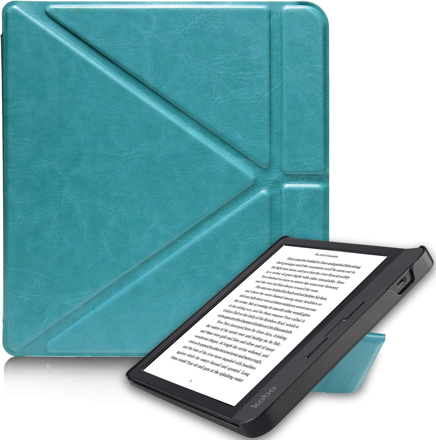 CoBak Case for Kobo Libra - Origami Protective PU Leather Smart Cover with Auto Sleep Wake Feature for New Kobo Libra H2O 2019 Released,Sky Blue