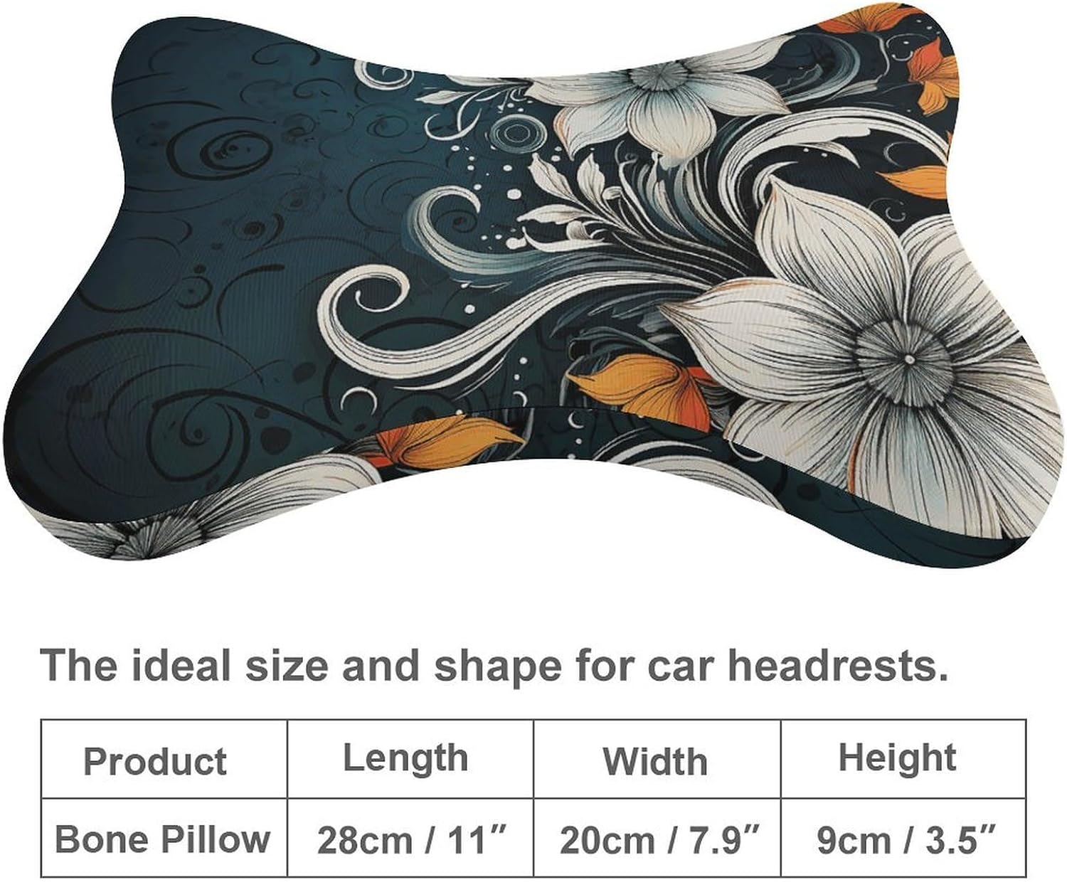 Novelty Boho Abstract Flowers Car Neck Pillow 2 Pack Soft Memory Foam Headrest Cushion Lumbar Support Pillow Breathable Head Rest Pad Accessories for Travel Nap Trips Sleeping image 2
