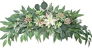 WYSRJ 28inch Artificial Succulents Swag Decorative Swag with Eucalyptus Leaves and Succulents Greenery Swag Farmhouse Wedding Arch Flowers for Indoor Outdoor Party Decoration