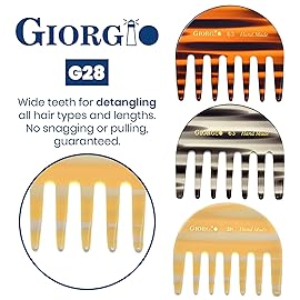 Giorgio G28 Detangling Comb, Pocket and Travel Comb for Thick Hair - Hair Detangler for Wet and Dry Everyday Care. Handmade, Saw-Cut, and Polished