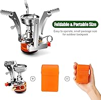 Vista 4 de Odoland - Juego de 8 utensilios de cocina para acampar, juego de ollas y sartenes con mini estufa de mochilero, taza de acero inoxidable, soporte