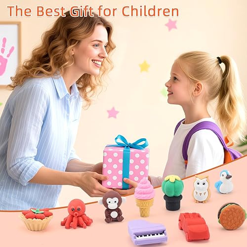 Miniatura 7 de 120 piezas Borradores de animales a granel Bonitos borradores de comida Mascotas de escritorio para niños Rompecabezas Borrador para quitar piezas