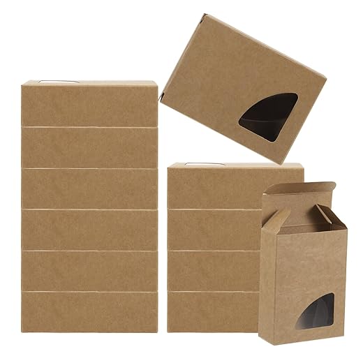 PATIKIL 4"x3"x1" Paper Soap Box with Window, 30 Pack Homemade Soap Boxes Triangle Presents Packaging Boxes for Birthday Christmas DIY Craft, Brown