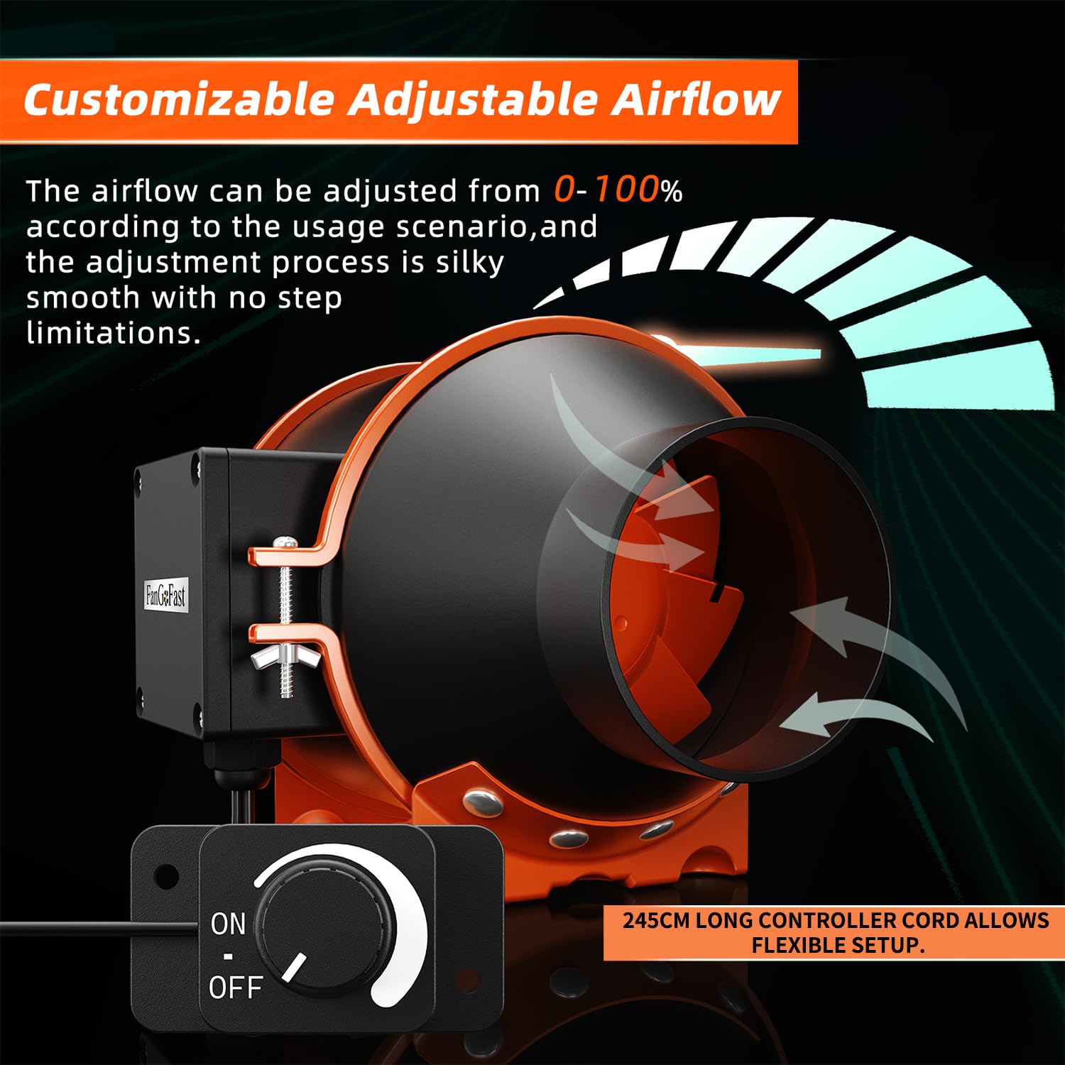 FanGoFast Ventilatore Aspirazione da 150 mm regolabile, 684 m³/h, aspiratore fumo, ideale per la ventilazione e estrattore aria, 230 V, con spina europea e cavo di alimentazione da 1,5 m
