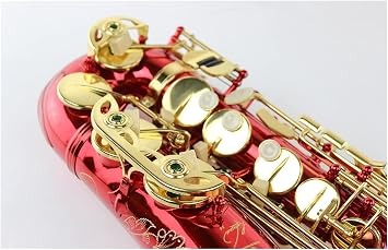 EB Tune Alto Saxophone Bright Red Gold Lacquer E Flat Alto Sax Musical Instrument with Nylon Box Student Saxophone
