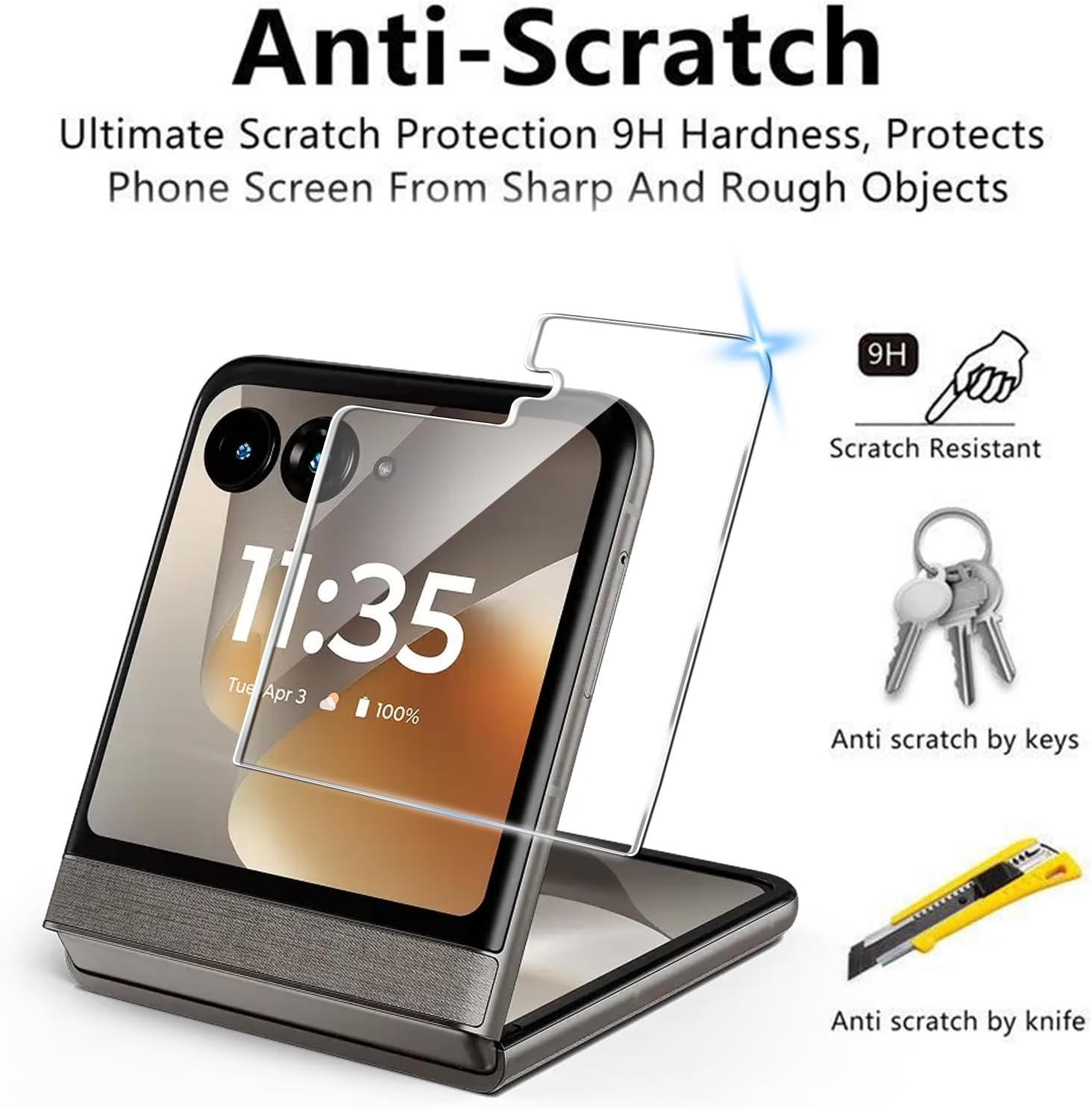 for Motorola Razr 2026/Motorola Razr 70 Screen Lens Protector | [2+2 Pack] Screen Protector + Camera Lens Protector,Tempered Glass,9H HD,Anti-Scratch,Case Friendly Film