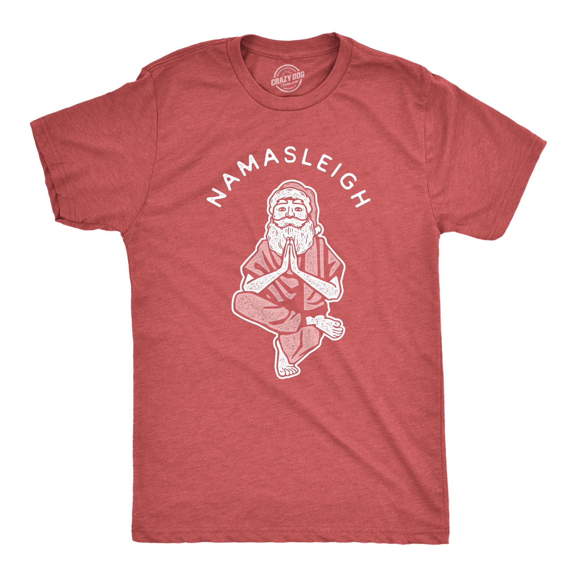 Crazy Dog T-ShirtsMens Namasleigh T Shirt Funny Namaste Yoga Meditation Santa Sleigh Christmas Tee