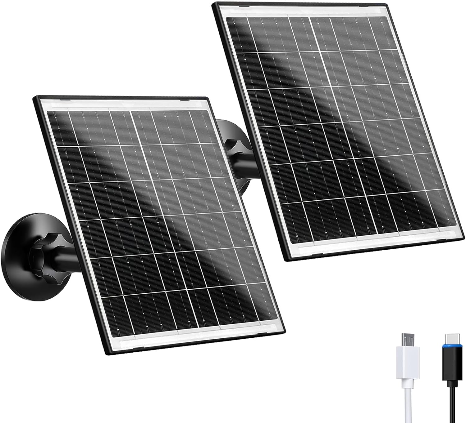 Zivif Solar Panel for Eufy Camera, 13W Solar Charger Compatible with Eufycam 3/3C/2/2 Pro/2C/2C Pro/E/E20/E40/L20/L40, with USB-C Port, Micro USB Adapter, Waterproof Rubber Plug & 10FT Charging Cable