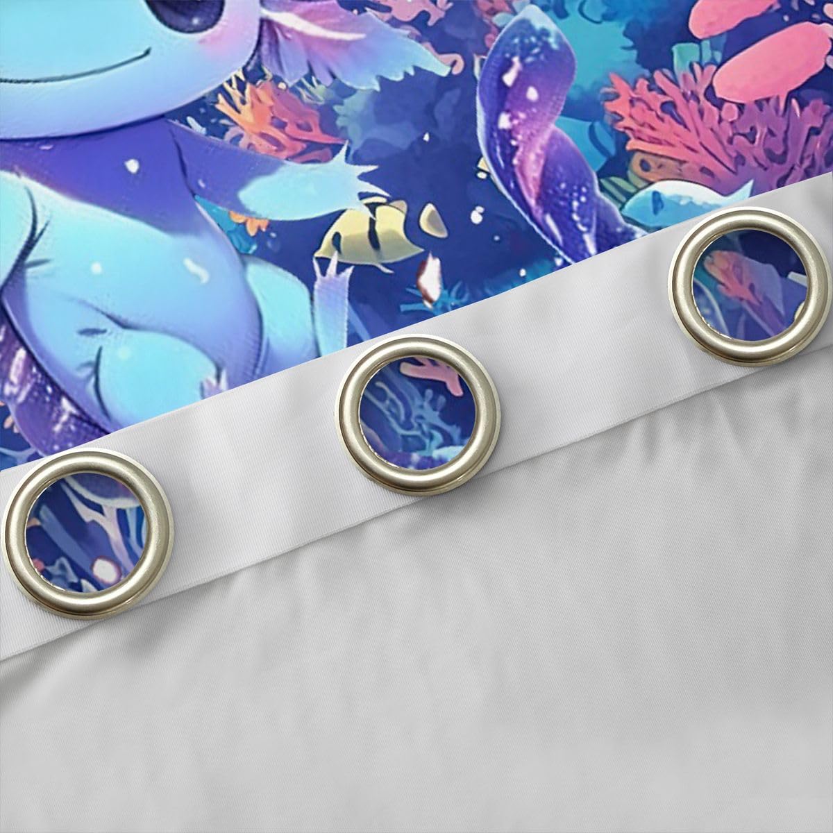 Homemissing Tende oscuranti Axolotl blu con motivo animali marini, tende oscuranti per camera da letto, decorazione per camera da letto, stile cartone animato, oceano e vita marina, isolamento termico