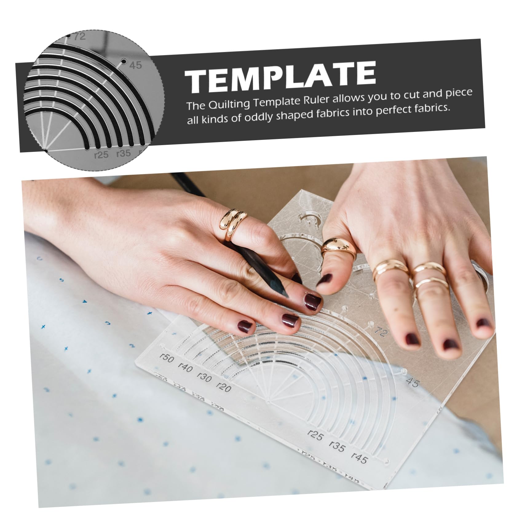SEWACC 5piezas Regla Acrílica Semicircular Para Acolchado Plantilla De Costura Transparente Herramienta De Manualidades Para Quilting y Patchwork Para Proyectos De Costura