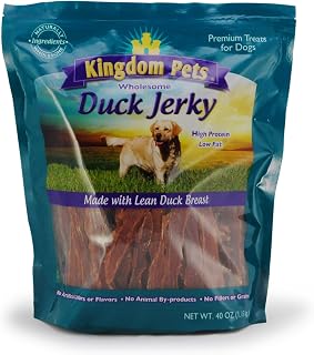 KingdomPets Duck Jerky Dog Treats - 3 Ingredients Only, No Fillers, Grain-Free High-Protein 2.5lb Bag for All Breeds