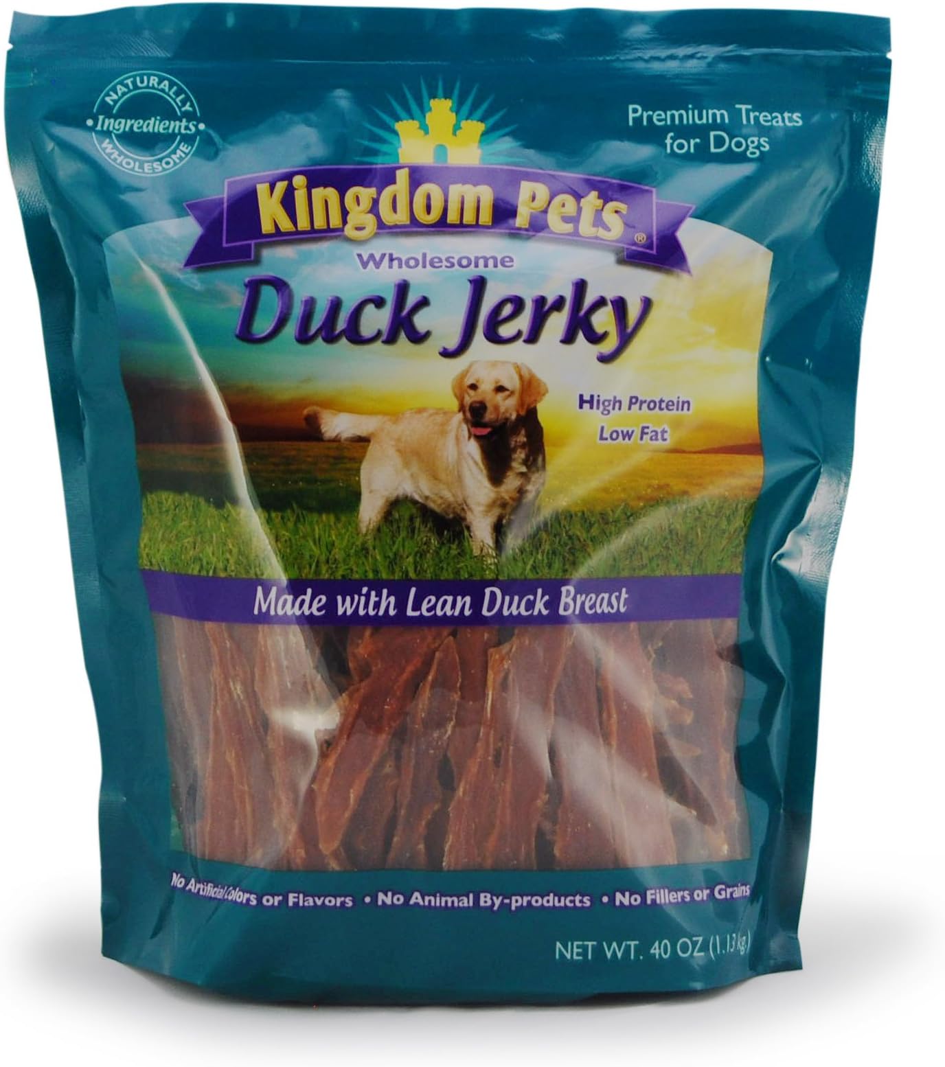 Duck Jerky Dog Treats with Only 3 Ingredients and No Fillers, 2.5 Pound Bag