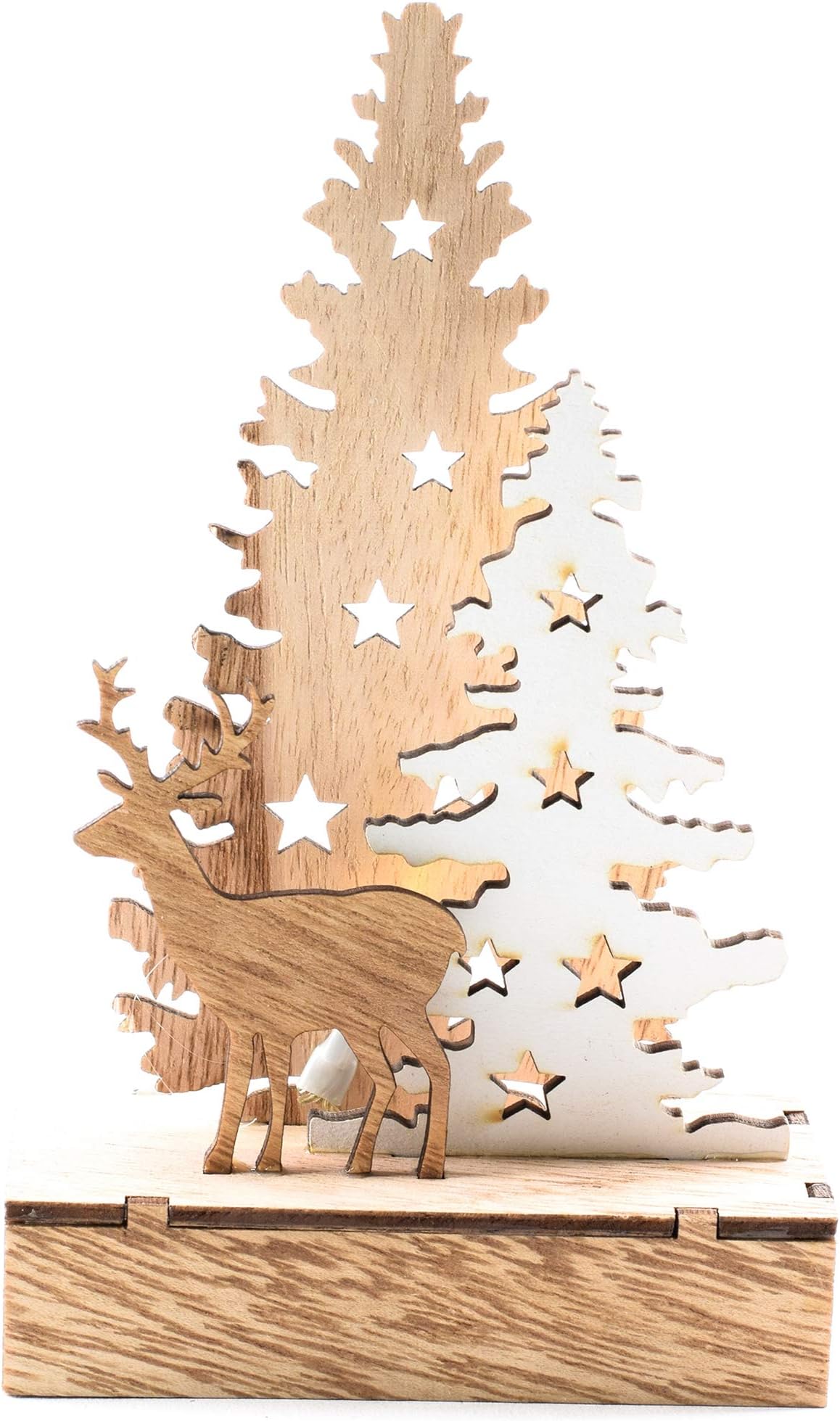 Oak Street Gold and Silver Reindeer in a Forest Chirstmas Decoration 6.5"x4"
