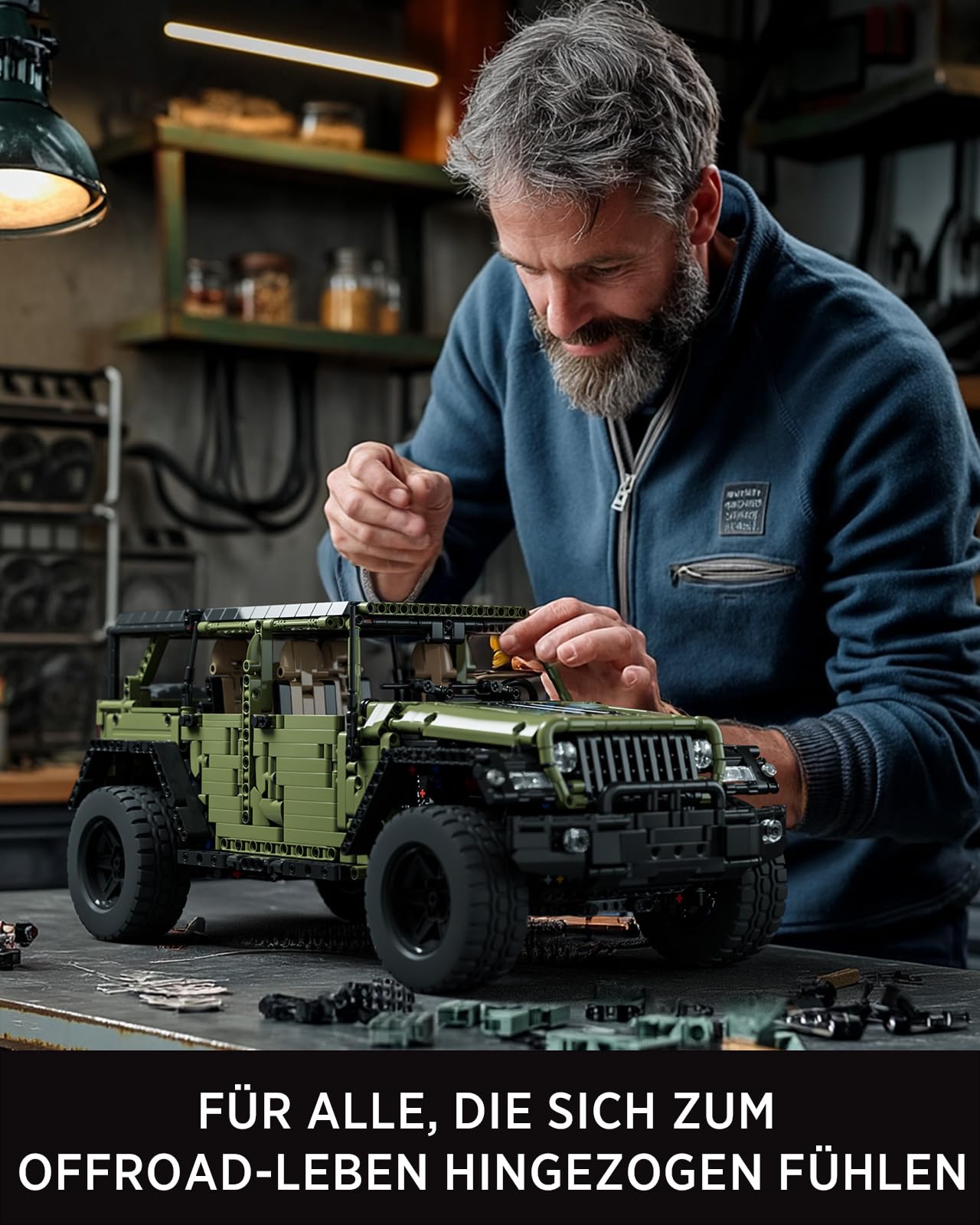 Nifeliz 4x4 Off-Road Militär Geländewagen Bauspielzeugset, Klemmbausteine Off-Road Automodell, Sammlerstück zum Austellen als Home- oder Büro-Deko, Dekoration & Geschenk (2899 Teile, NF10324)