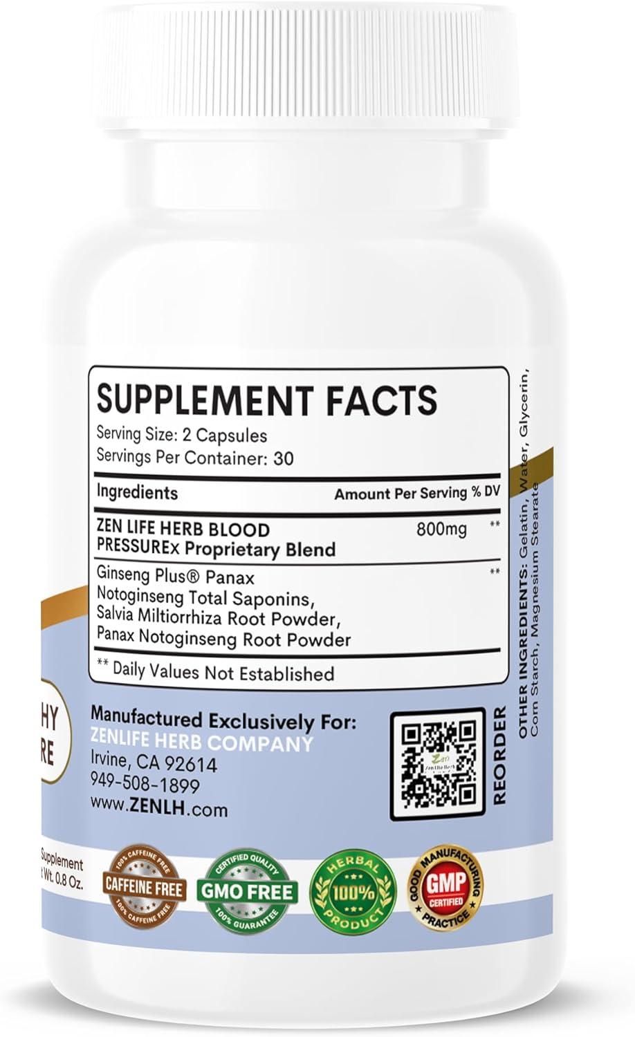 ZEN LIFE HERB Blood PressuREx - Heart Health Blood Pressure Support Supplement-Support Blood Pressure & Healthy Circularity Naturally Ginseng Plus Blend 100% PURE Plant-Based Supplement (120 Capsules) - Image 8