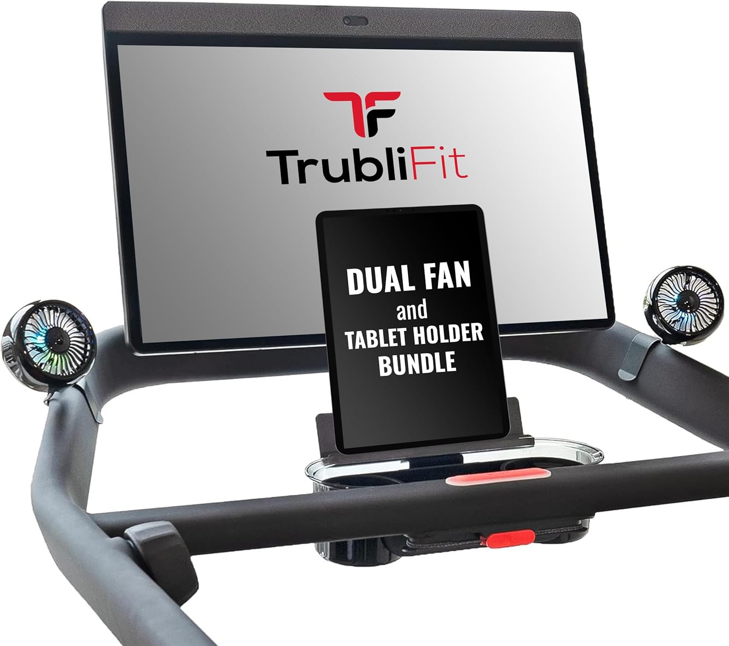 Dual Fan and iPad Holder Bundle for The Peloton Tread Tablet Mount and Custom Fan