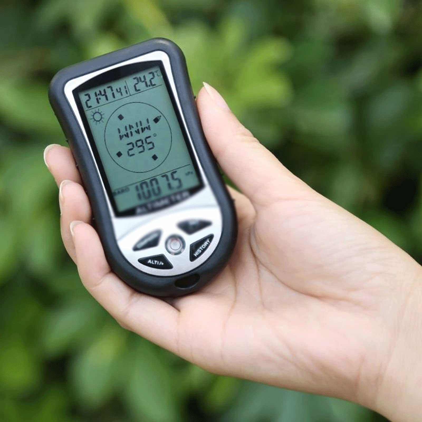 JINGYAN Kompasy 8 W 1 Elektronicznym Handheld Compass Altimeter Barometr Termometr Prognoza pogody Czas Kalendarz Zegar z kompasami podświetlenia
