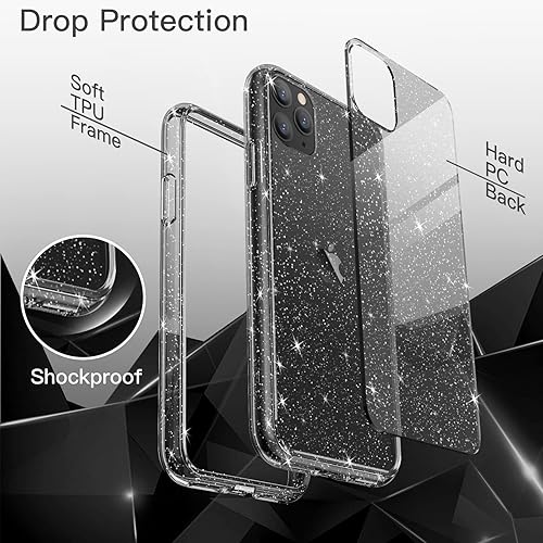 Miniatura 6 de JETech Funda con purpurina para iPhone 11 Pro, 5.8 pulgadas, a prueba de golpes, bonita funda brillante para mujeres y niñas (negro)
