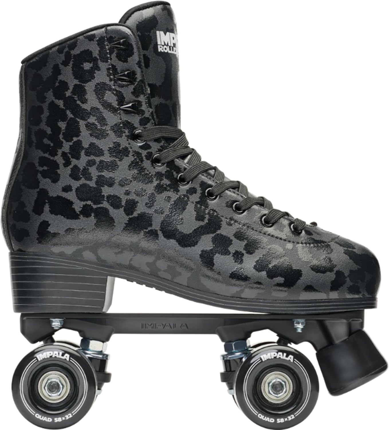 Impala Rollerskates, Unisex-Adult, Impala Quad Skate, Black/Leopard, 8