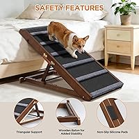 Vista 5 de Rampa para mascotas, rampa para perros para sofá cama (200 lb-nogal)