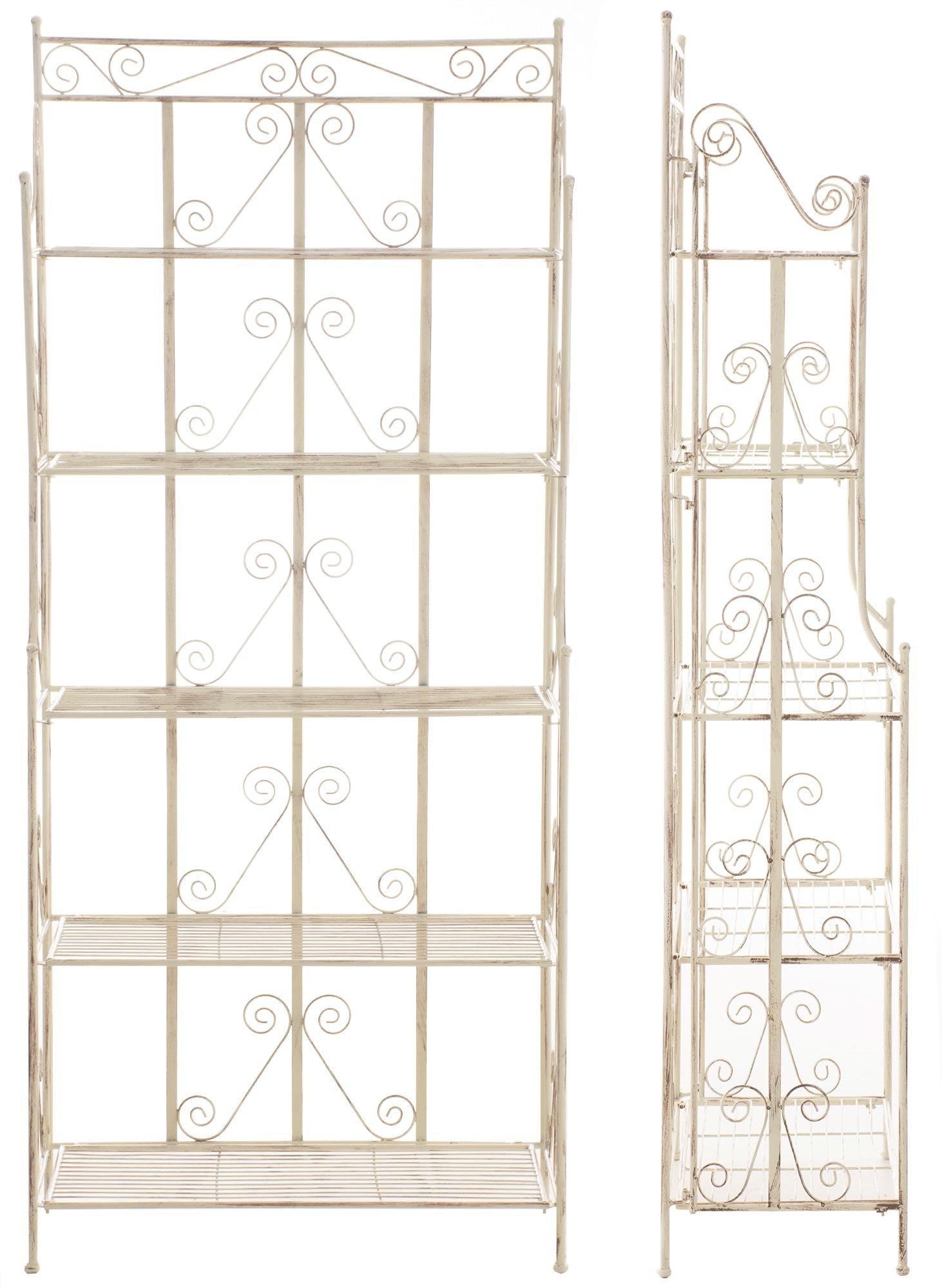 CLP Scaffale in Piedi Ciara I Scaffale in Metallo per Piante in Stile Rustico I Scaffale per Balcone, Patio, Veranda e Giardino, Colore:Antico-Crema