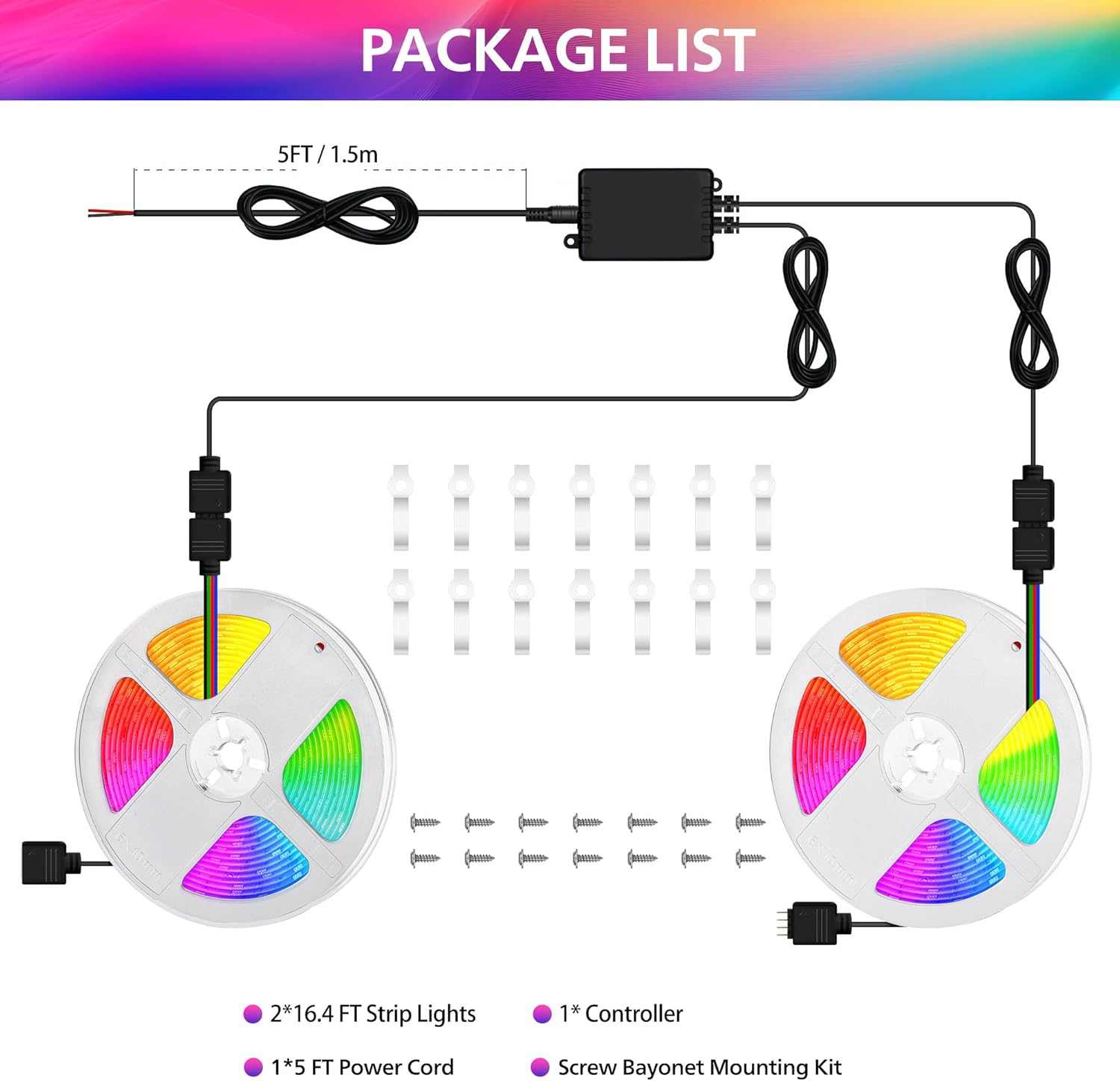 LED Boat Strip Light 32.8 FT Marine RGB LED Multi-Color Interior Deck Cockpit Courtesy Light Waterproof Boat Lighting Kit for Yacht, Kayak, Sailboat, Fishing, Pontoon
