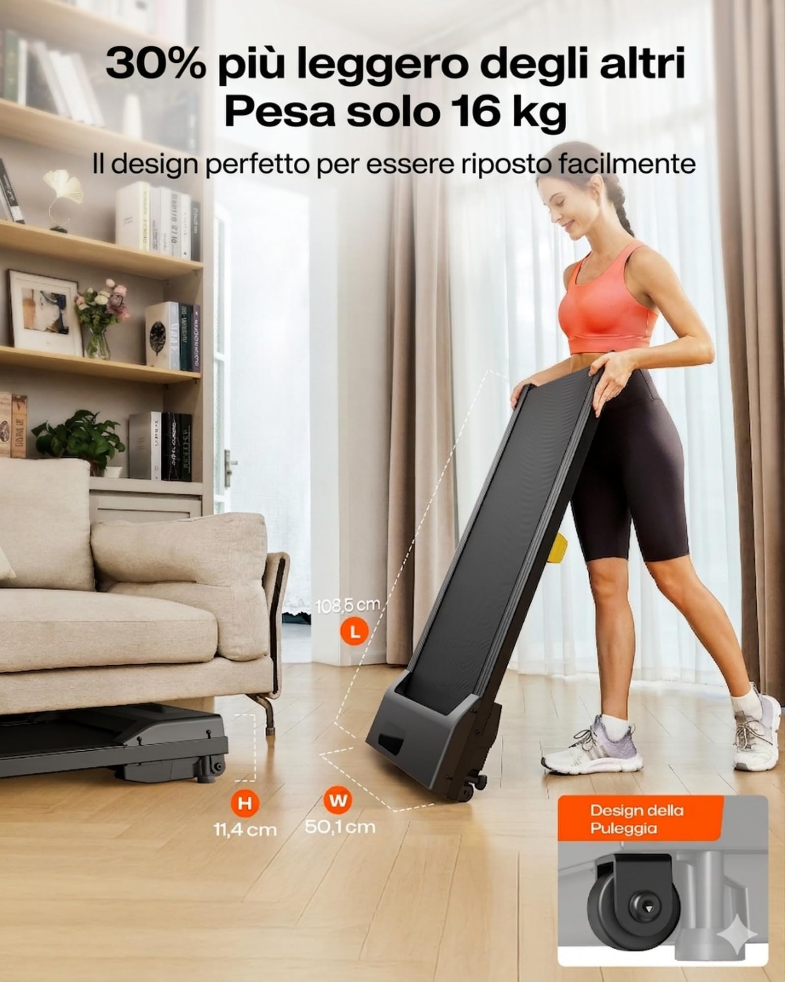 UREVO Tapis Roulant Elettrico con Inclinazione 9%, Walking Pad Sotto Scrivania Silenzioso 2.5HP, Display LED e Telecomando, Mini Tappeto da Corsa Salvaspazio con Telecomando per Casa e Ufficio