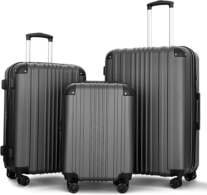 3-Piece Dark Gray Suitcase Set