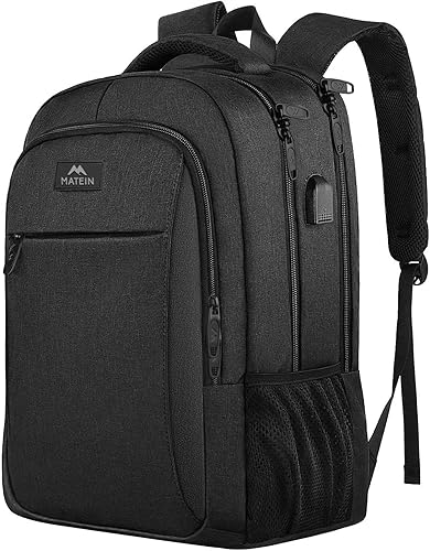 Miniatura 18 de MATEIN - Mochila de viaje para laptop, mochila empresarial antirrobo, delgada, resistente, puerto de carga USB, impermeable, para universidad o Gris