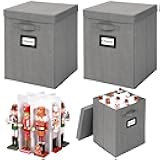 Wesnoy 2 Pack 16 Inch Large Christmas Nutcracker Storage Box Hold 18 Nutcrackers Figurine Collectible Storage Box for Holiday Decor Carolers Santa Figure or Nut Cracker Ornaments (Normal,Gray)