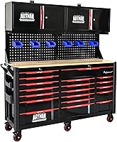 WTRAVEL 19-Drawer Rolling Tool Chest with Wood Top & 2 Upper Cabinets - Heavy Duty Mobile Workbench for Garage Workshop