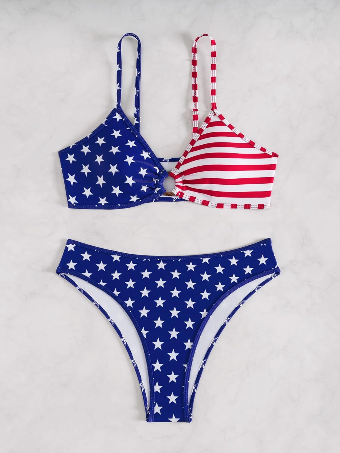 Fanuerg Women's Triangle Bikini Sets Circle Ring Linked Two Piece Swimsuit Color Block Cheeky Bathing Suits - Image 4