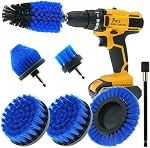 7 Pcs Drill Brush Set All Purpose Power Scrubber Cleaning Kit with Extend Attachment for Bathroom Surfaces, Grout, Floor, Tub, Shower, Tile, Kitchen and Car (Yellow)