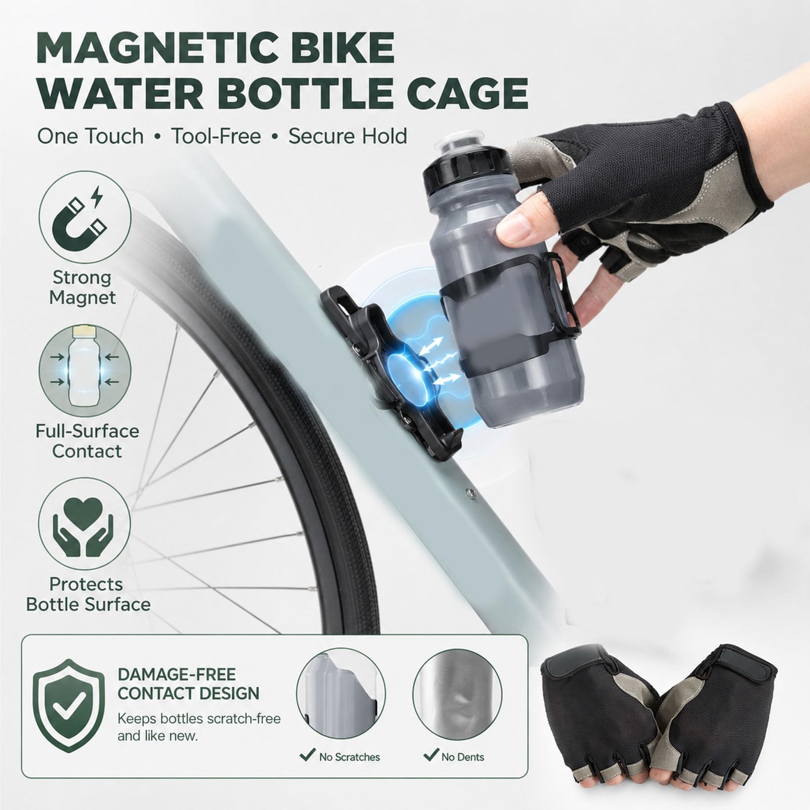 Portabotellas magnético para Bicicleta con botón de liberación rápida, Soporte para Bebidas Equipado para Scooter de montaña y Carretera (1XL)