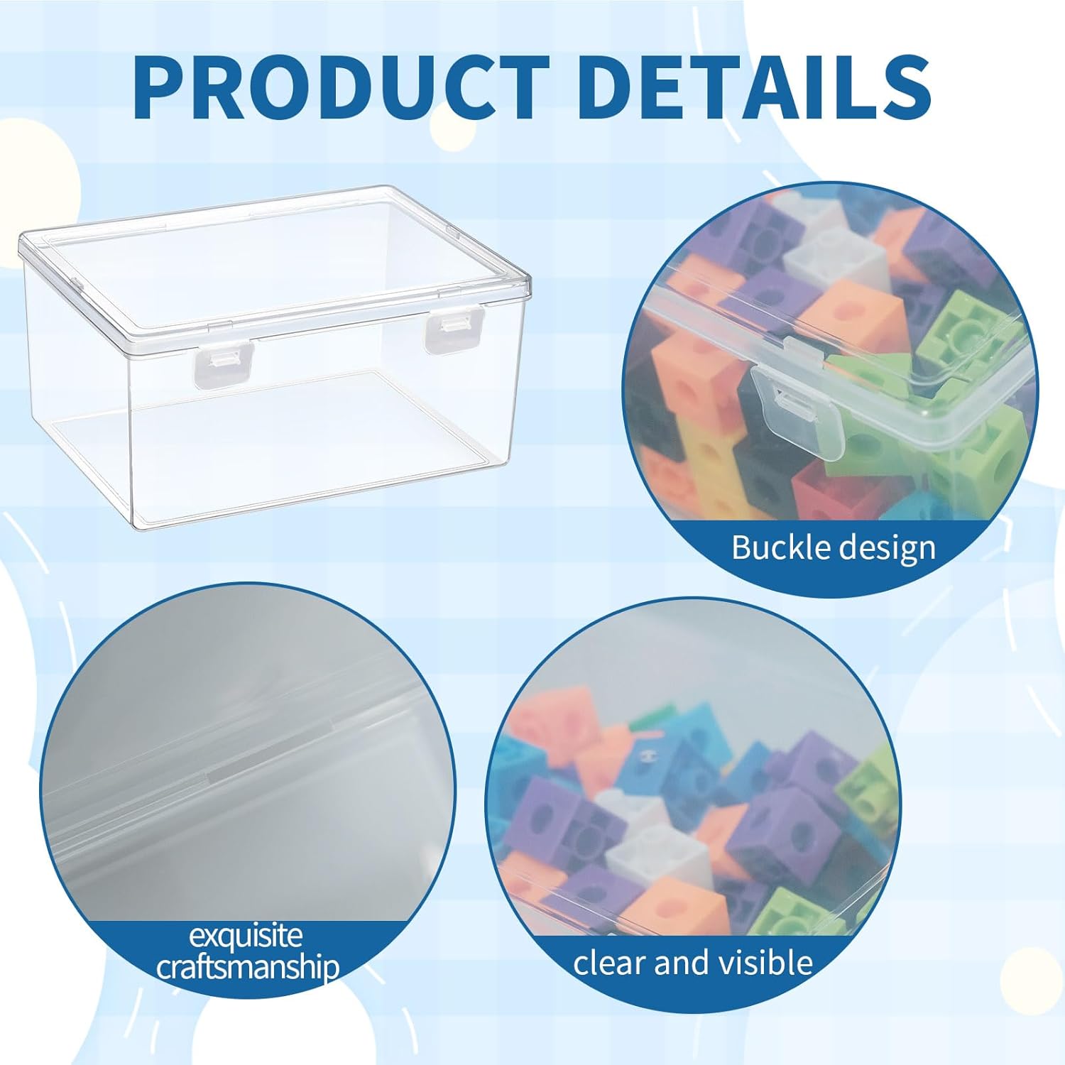 20 Pcs Plastic Playroom Storage Organizer Box Stackable Bins with Lids,Clear Storage Containers for Holds Small Toys, Building Blocks, Puzzles (7.09 x 5.2 x 3.43 Inch,5.6 x 4.1 x 2.4 Inch)