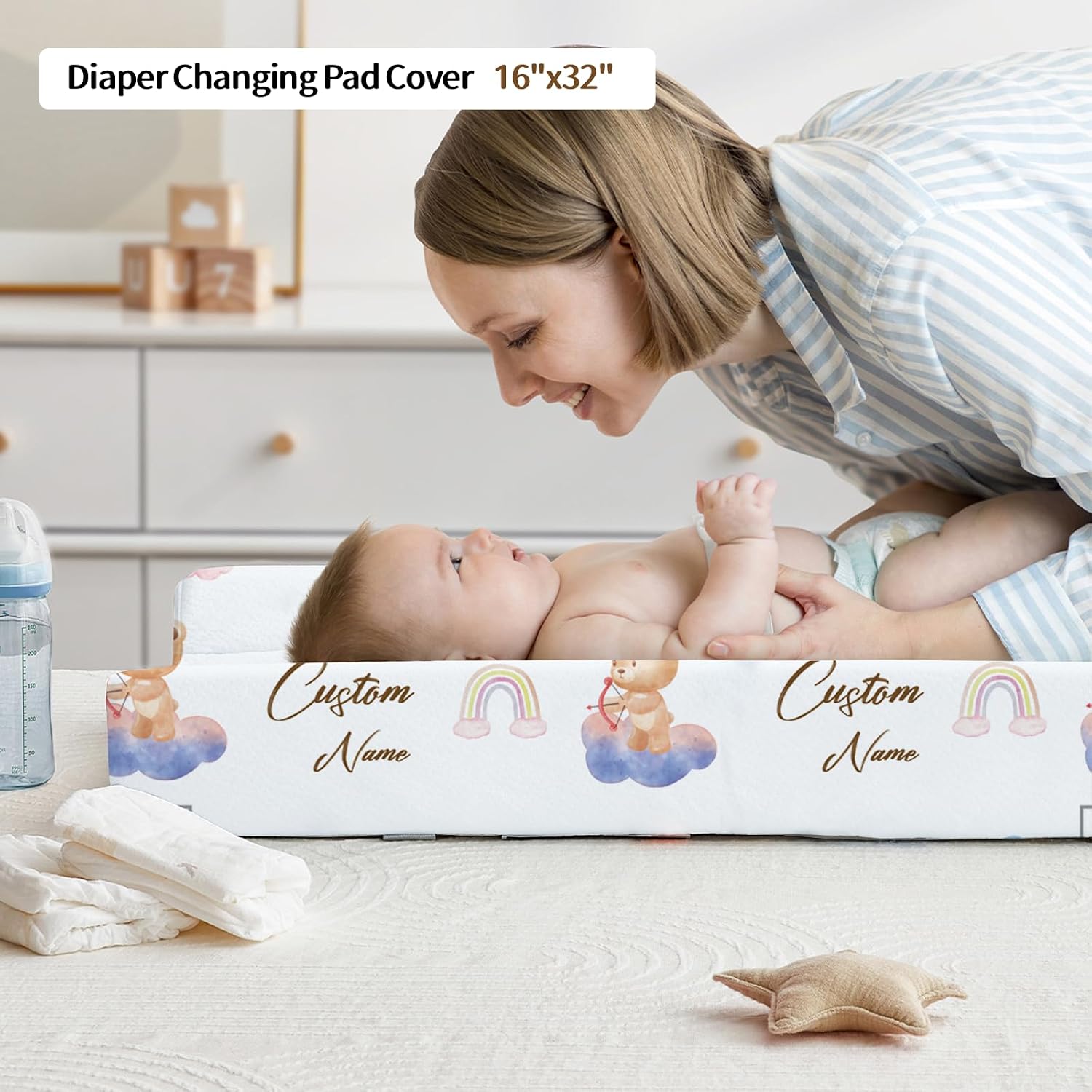 Personalized Baby Crib Bedding Set, Custom Name Nursery Bedding, Airplane 5 Pcs Baby Bedding Set for Girl Boy, Double Layer Crib Set, Customized Gifts