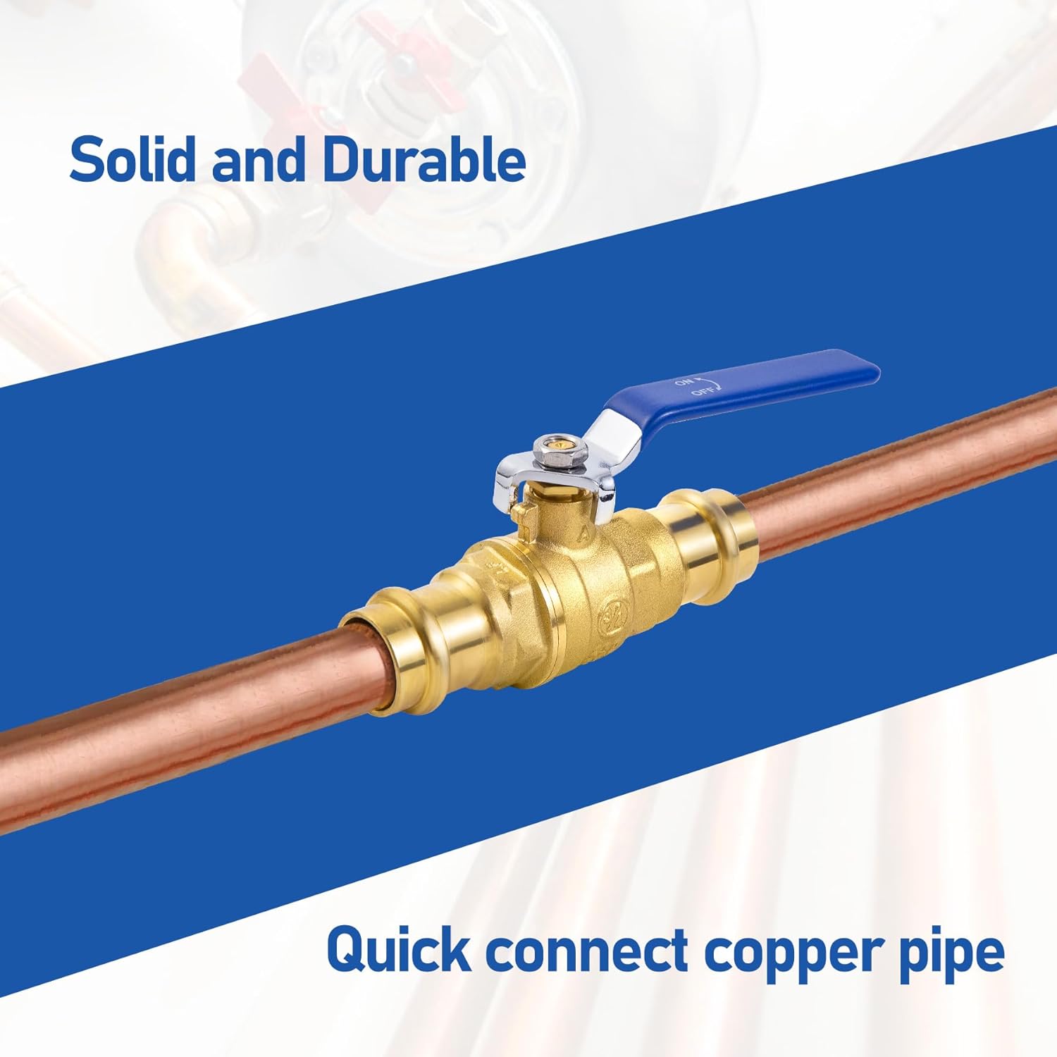 3/4 in Lead-Free Press Ball Valve,Press into 3/4"Copper Tubing Connection with EPDM O-ring