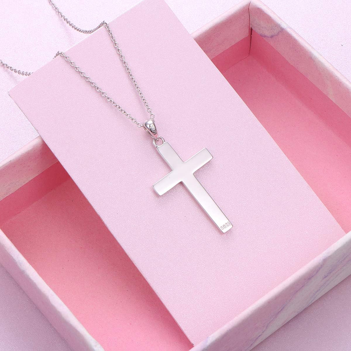 DAOCHONG S925 Sterling Silver Cross Pendant Necklace for Women Men Note Music Flower Panda Pentacle Jewelry - Image 5