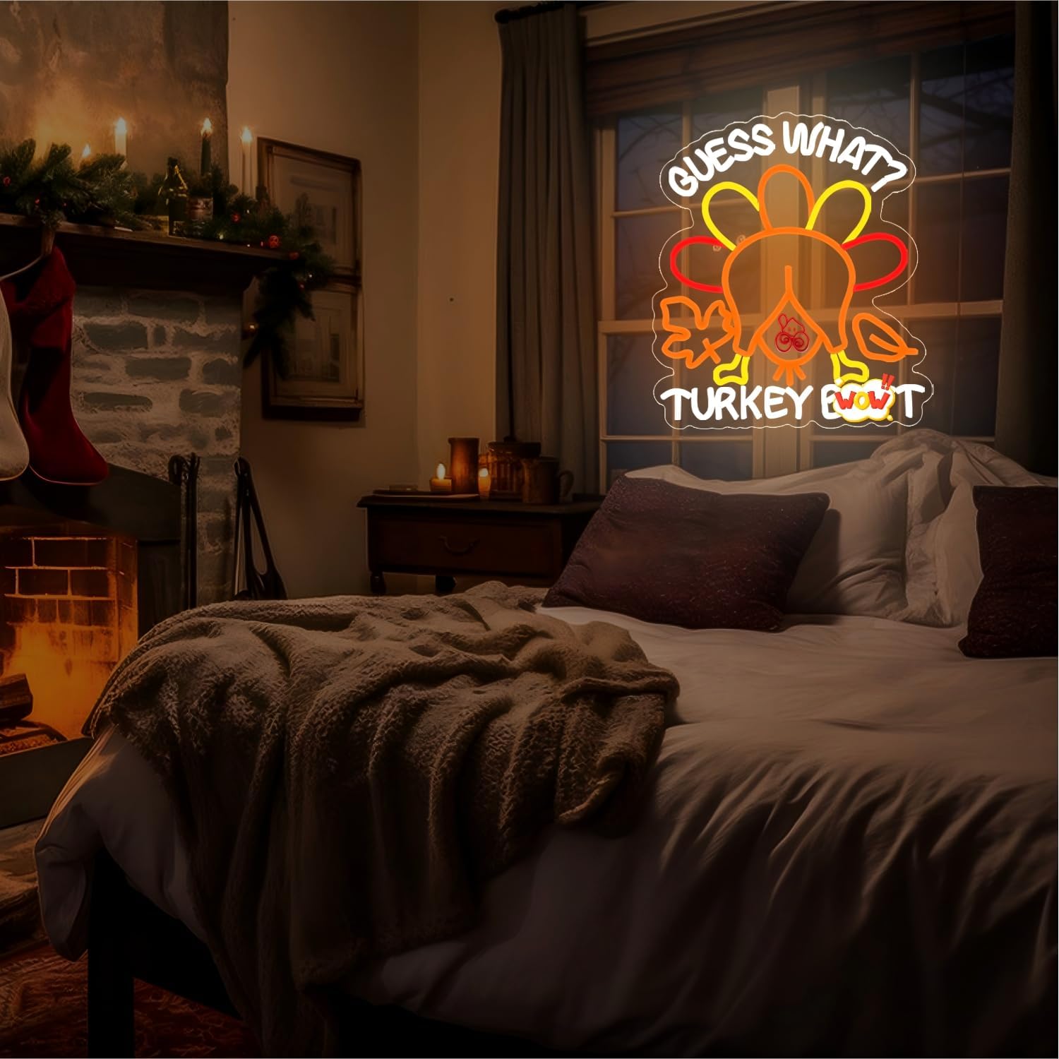 Turkey Neon Sign Happy Thanksgiving Neon Sign Dimmable Turkey Led Light Neon Thanksgiving Sign for Wall Decor Neon Turkey Light Up Sign for Bedroom Game Room Thanksgiving Decor