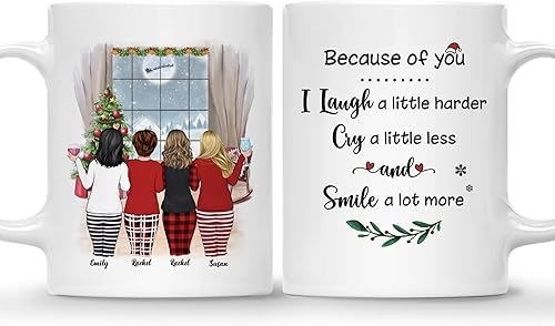 Miniatura 43 de Gossby Taza de café de Navidad personalizada para amigas, regalos de amistad personalizados para mujeres con diseño, nombre, regalo de mujer para 3