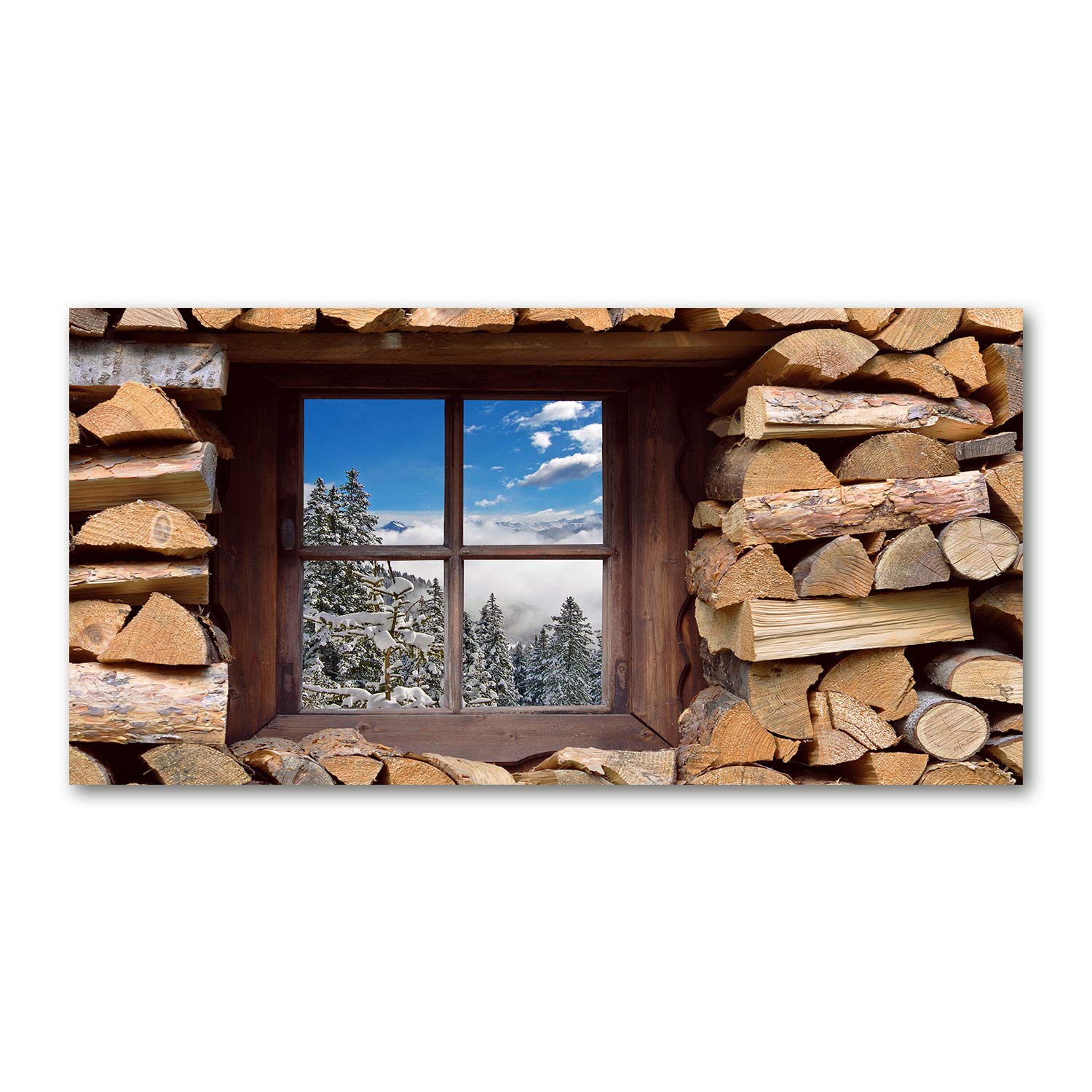 Impression sur verre panoramique 120x60 cm Tulup décor d'architecture hivernale haut de gamme