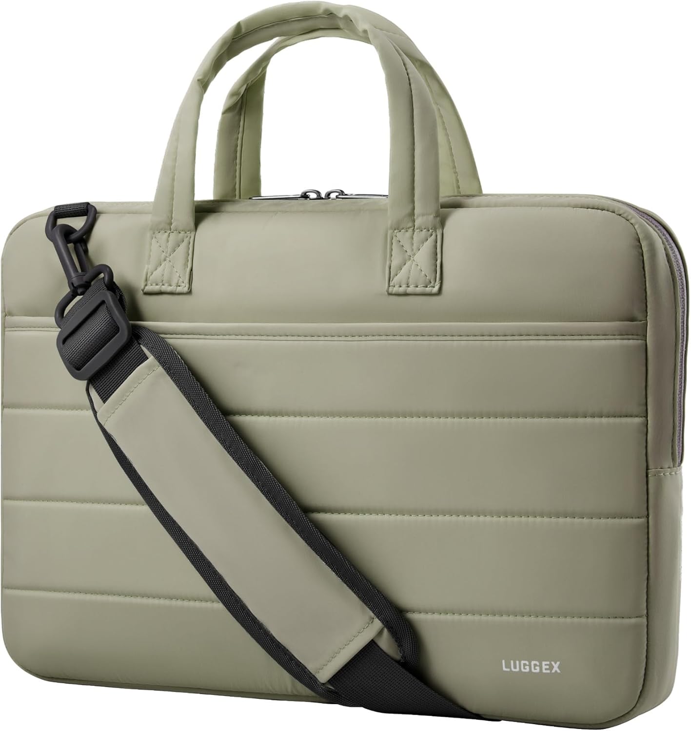 LUGGEX Laptop Case Sleeve 15-16 Inch, LTX02 360° Protective 15.6 Inch Laptop Shoulder Bag Computer Carrying Case Compatible with MacBook Air 15/Pro 16, HP, Dell, Surface (LTX-Core, Green)