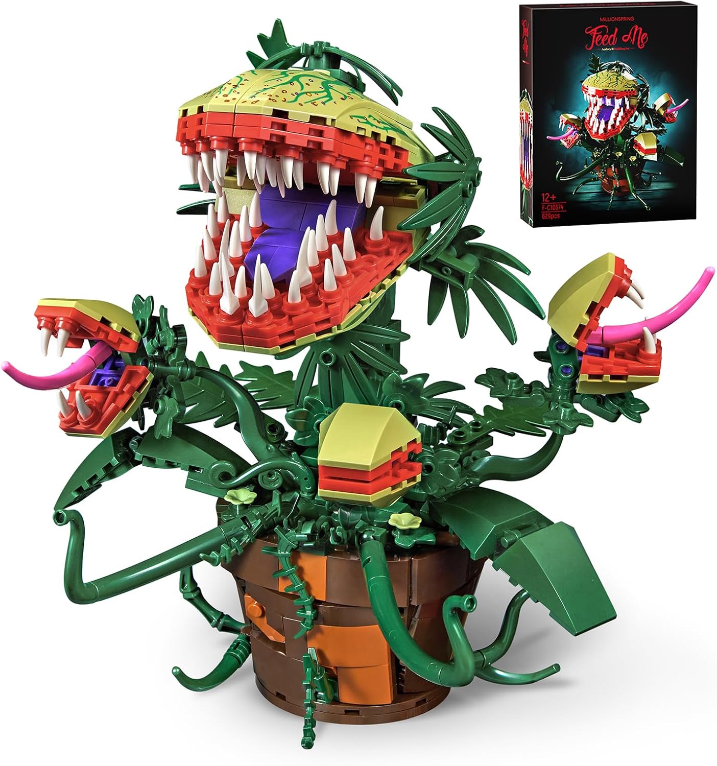 Audrey II 2 Piranha Plants Botanicals Building Blocks Set Compatible with Lego, Horrors Toy Kit Flowers Shop Decor and Gift for TV Film Fans Families Friends on Halloween Birthday