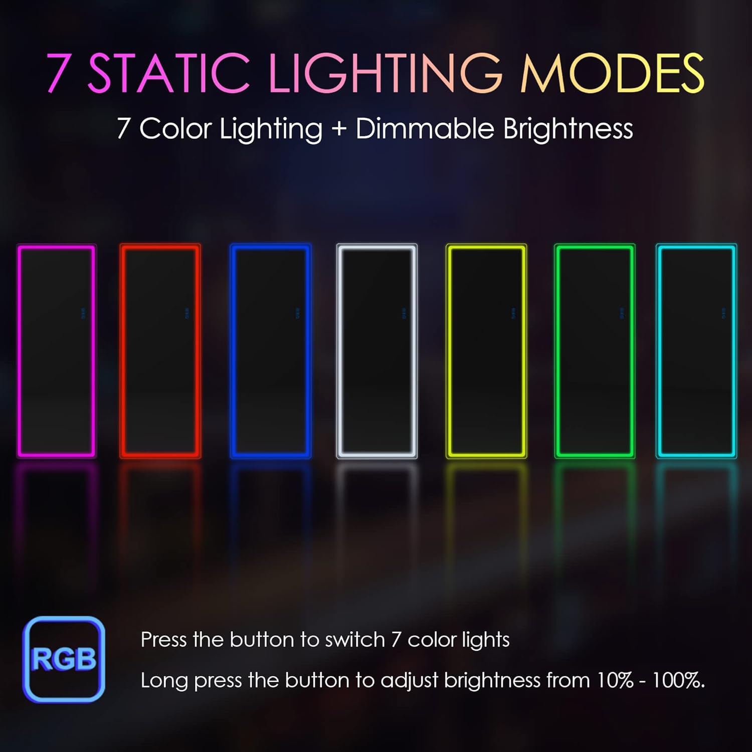 LVSOMT RGB LED Mirror, Full-Length Mirror with Lights, 63 X 22 Floor Mirror, Full Body Lighted Mirror, Free Standing x Wall Mounted Mirror, Large Full Size Stand up Mirror for Bedroom Living Room : Home & Kitchen