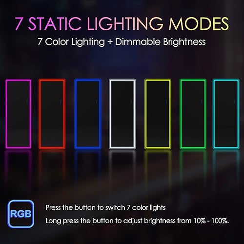 Miniatura 3 de LVSOMT Espejo LED RGB de longitud completa espejo de cuerpo completo con luces espejo de pie en el suelo espejo montado en la pared espejo alto