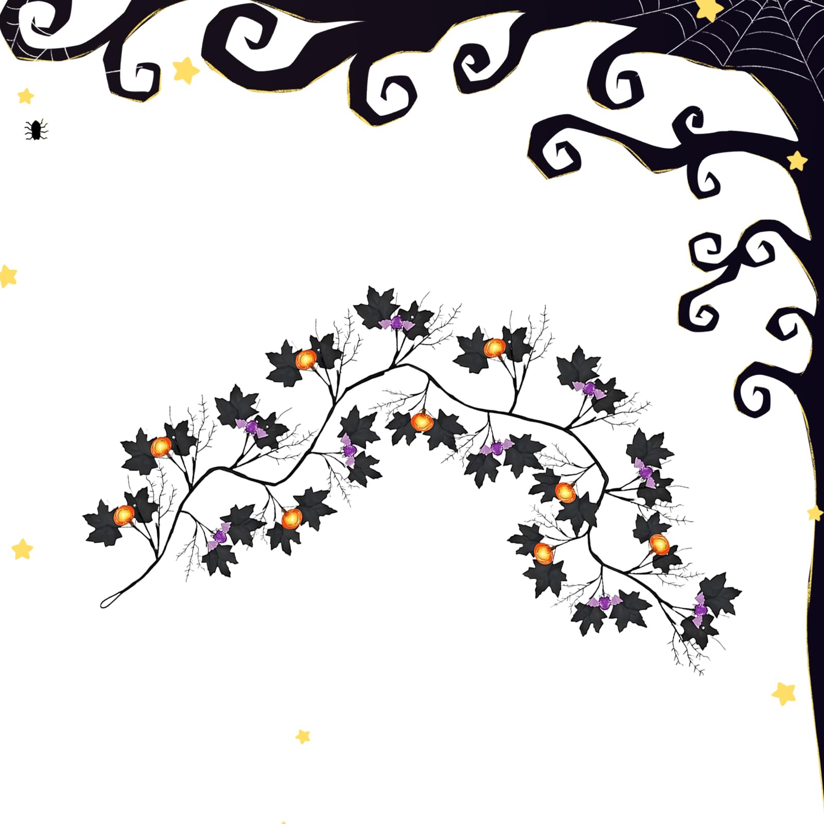 Guirlande lumineuse saule Halloween vigne étanche 8 modes murale