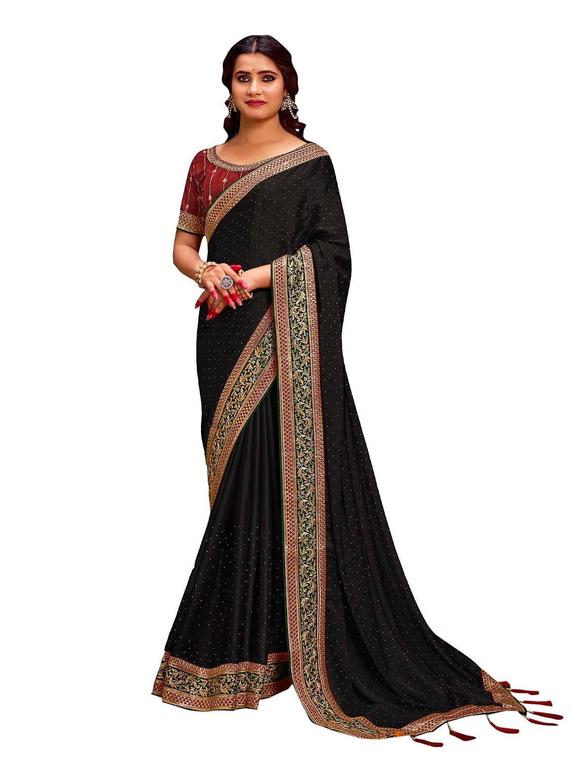 AKHILAM Women's Pink Satin Silk Embroidered Saree with Unstitched Blouse Piece (SANCHI3001_SUM_Parent) - Review, Price and Buying Guide